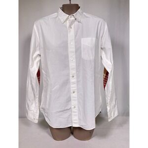 visvim Japan White Cotton Button-Down Checked Elbow-Patch Shirt Men's 2 (MEDIUM)